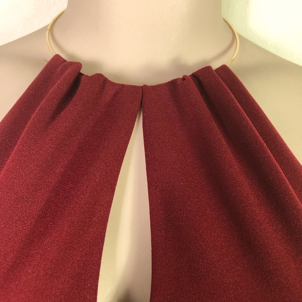 Lulus Minidress burgundy strapless, gold neck ring - Picture 9 of 9